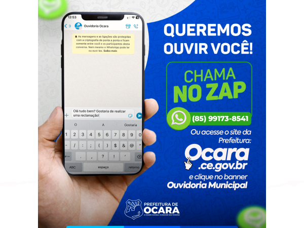 Ouvidoria Geral do Município de Ocara agora passa a atender também via Whatsapp